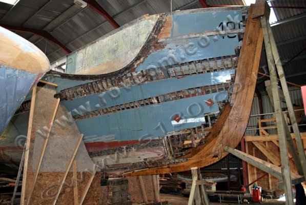 S130 - Removing hull planking to assess structural condition of the bow area